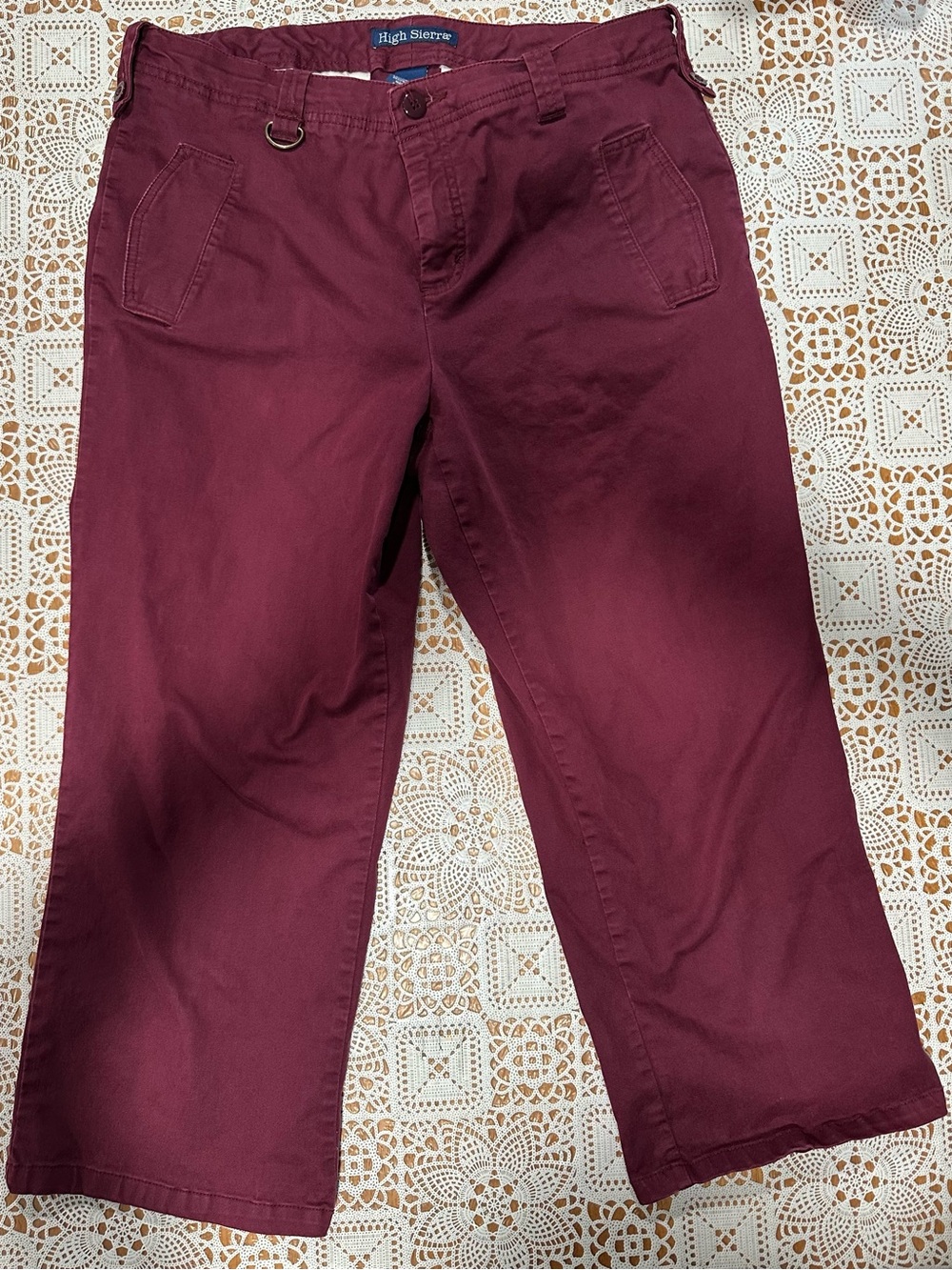 High Sierra Women’s 12 Burgundy Utility Capri Pants Y2K Outdoor Hiking